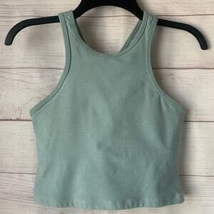 Beyond Yoga Studio Cropped Tank Sage Green Criss-Cross Back Size Medium